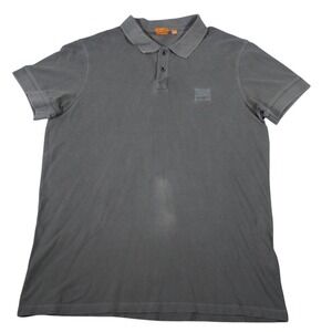 Hugo Boss Orange Polo Shirt Mens XL Slim Fit Gray Cotton Short Sleeve Casual